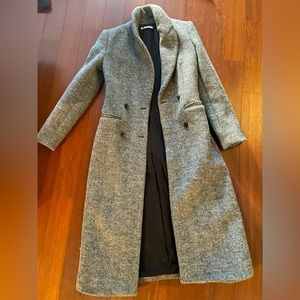 Reformation York Herringbone grey gray long coat Peacoat XS